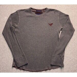 Y2K American Eagle "Vintage Fit" Waffle Knit Shirt Gray - Men’s S - 100% Cotton